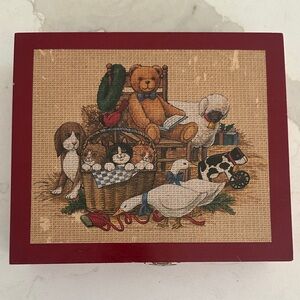 Vintage Baby Alphabet Blocks and Puzzle in wooden box